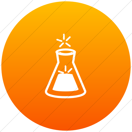 Flat Circle White On Orange Gradient Classica Beaker Icon