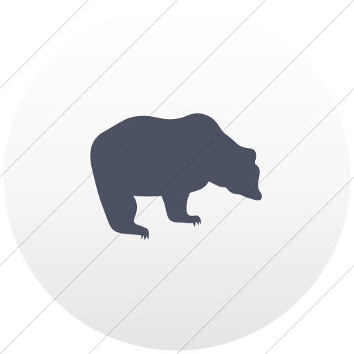Flat Circle Blue Gray On White Gradient Animals Bear Icon