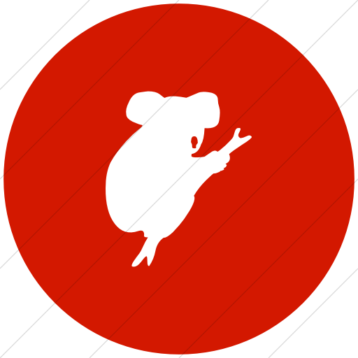 Flat Circle White On Red Animals Koala Bear Icon