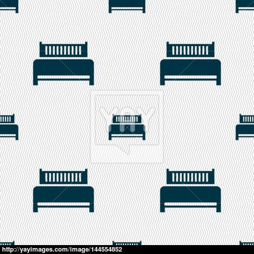 Hotel, Bed Icon Sign Seamless Abstract Background With Geometric