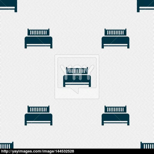 Hotel, Bed Icon Sign Seamless Abstract Background With Geometric