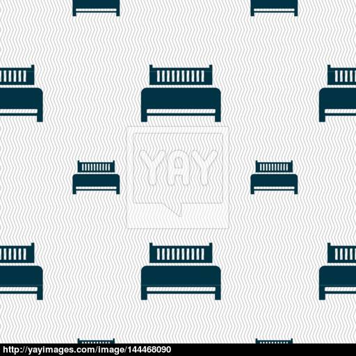 Hotel, Bed Icon Sign Seamless Pattern With Geometric Texture
