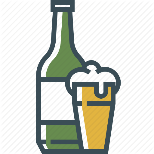 Beer Bottle, Beer Foam, Beer Glass, Outline Icon