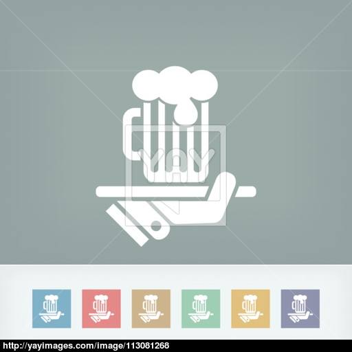 Waiter Serving Beer Icon Vector