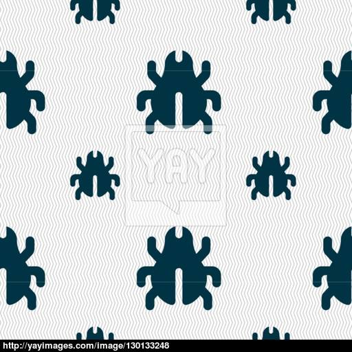 Software Bug, Virus, Disinfection, Beetle Icon Sign Seamless