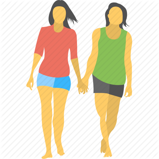 Friendship, Holding Hands, Moving, Two Best Friends, Young Girls Icon