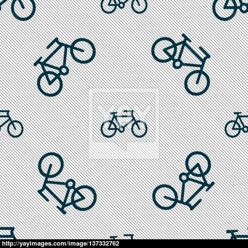Bike Icon Sign Seamless Pattern With Geometric Texture Vector