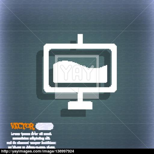 Presentation Billboard Icon Symbol On The Blue Green Abstract