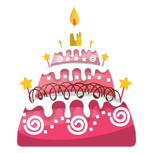 Pink Birthday Cake Illustration