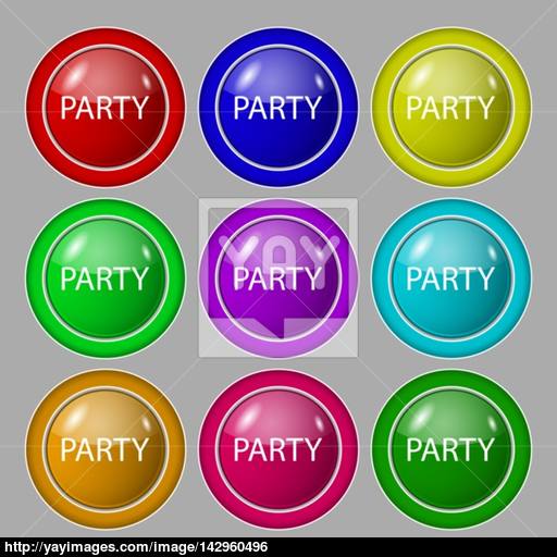 Party Sign Icon Birthday Air Balloon With Rope Or Ribbon Symbol