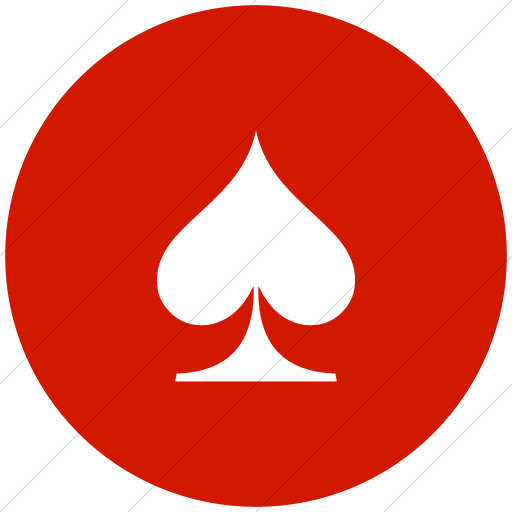 Flat Circle White On Red Classica Black Spade Suit Icon