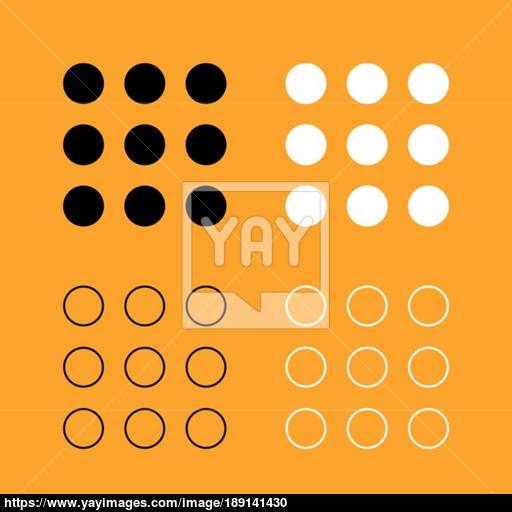 Dial Button Set Black And White Icon Vector
