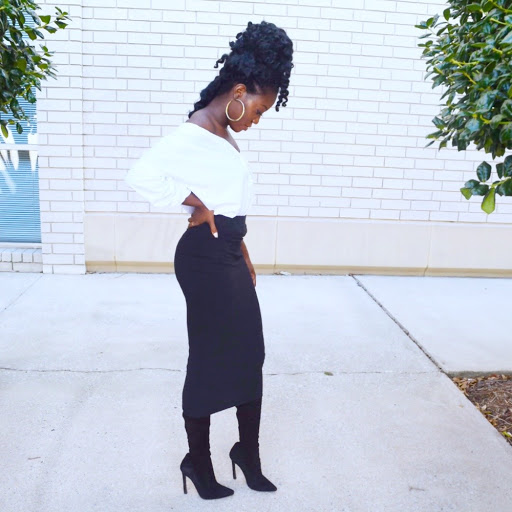 Instagram Inspired Off Shoulder Button Up Trend + Black Spandex