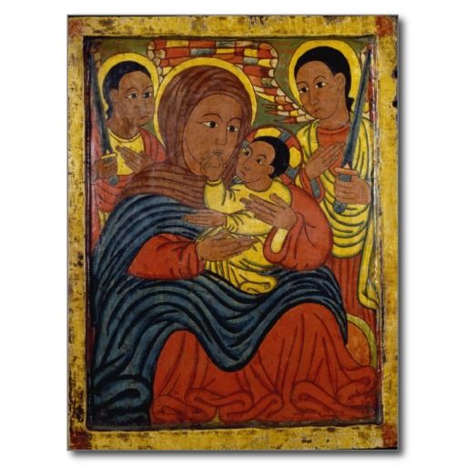 Ethiopian Black Madonna With Christ Child Postcard Madonna