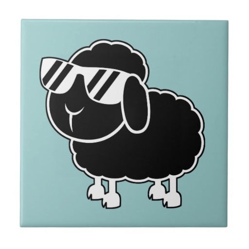 Cute Black Sheep Cartoon Ceramic Tile Nothing But