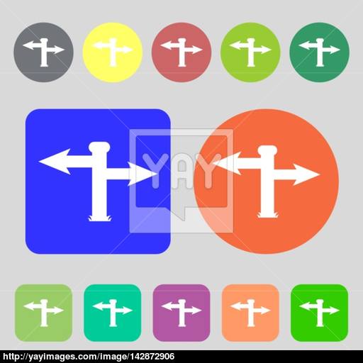 Blank Road Sign Icon Sign Colored Buttons Flat Design Vector