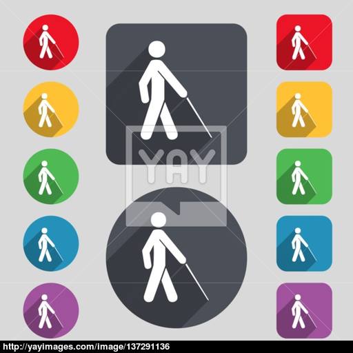 Blind Icon Sign A Set Of Colored Buttons And A Long Shadow