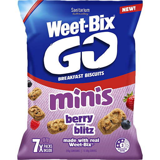 Sanitarium Weet Bix Go Breakfast Biscuits Minis Berry Blitz