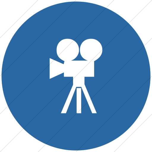 Flat Circle White On Blue Classica Movie Camera Icon