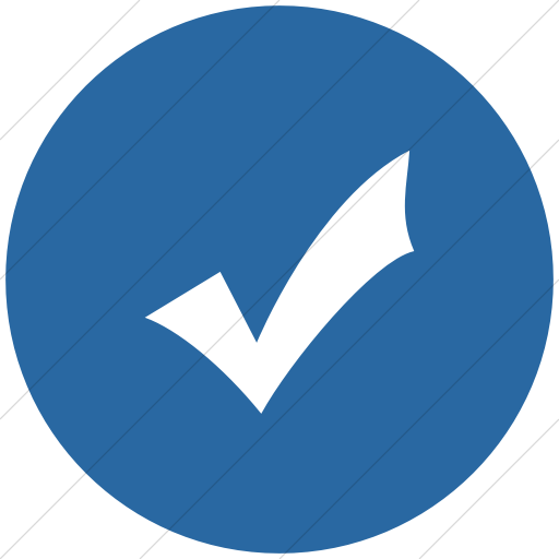 Flat Circle White On Blue Classica Check Mark Icon