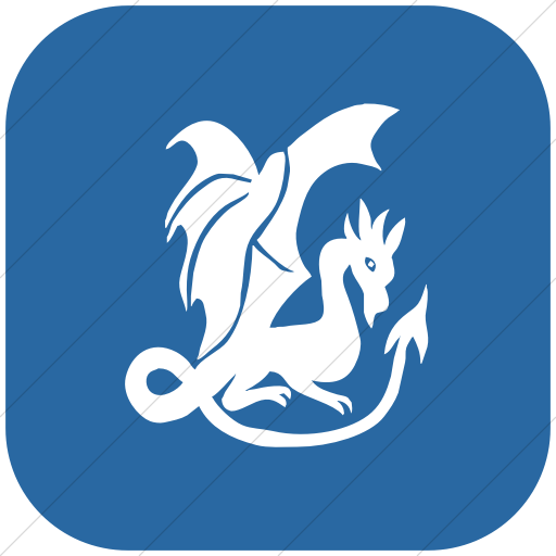 Flat Rounded Square White On Blue Animals Dragon Icon