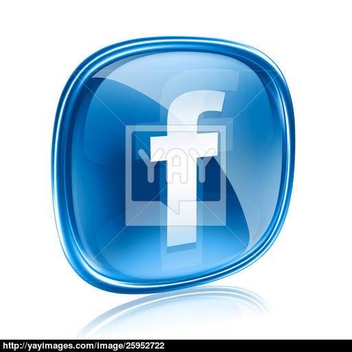 Facebook Icon Glass Blue, Isolated On White Background Image