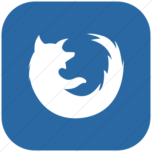 Flat Rounded Square White On Blue Social Media Firefox Icon