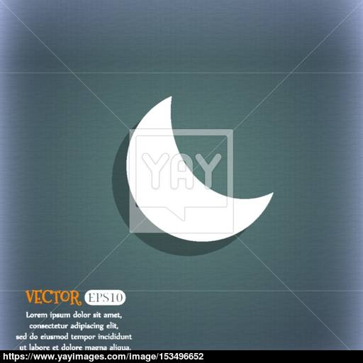 Moon Icon On The Blue Green Abstract Background With Shadow