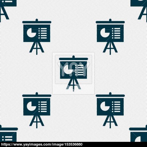 Presentation Board Icon Sign Seamless Pattern With Geometric