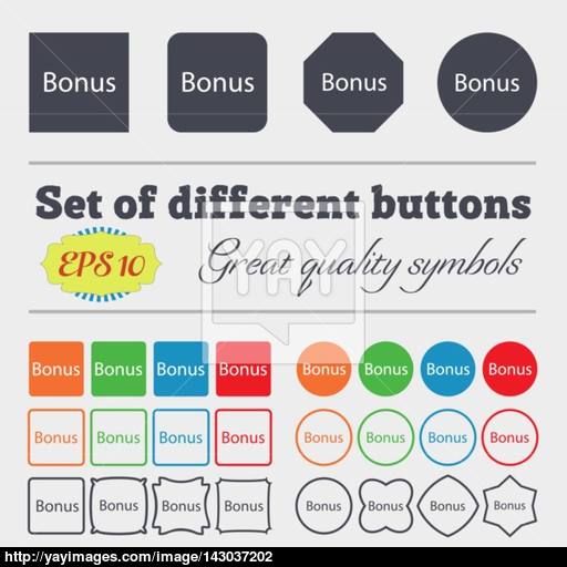 Bonus Sign Icon Special Offer Label Big Set Of Colorful, Diverse