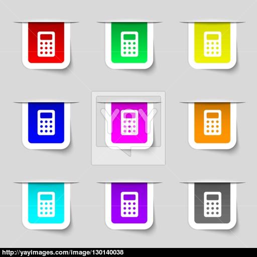 Calculator, Bookkeeping Icon Sign Set Of Multicolored Modern