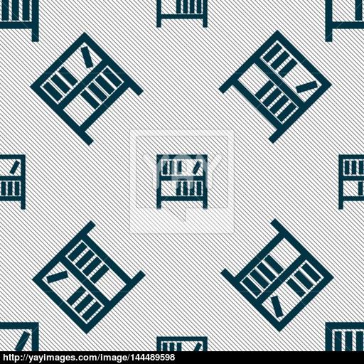 Bookshelf Icon Sign Seamless Pattern With Geometric Texture