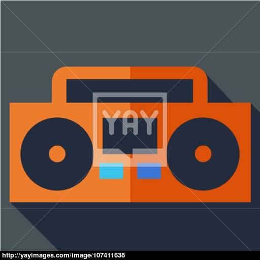 Modern Flat Design Concept Icon Boom Box, Tape Recorder Vector