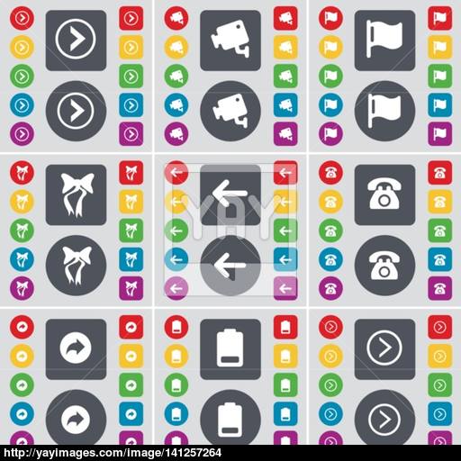 Arrow Right, Cctv, Flag, Bow, Arrow Left, Retro Phone, Back