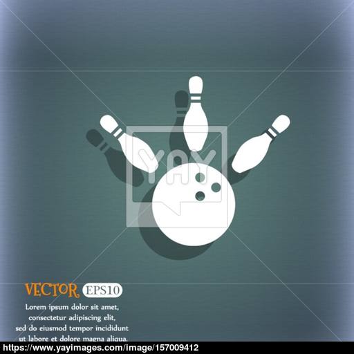 Bowling Icon On The Blue Green Abstract Background With Shadow