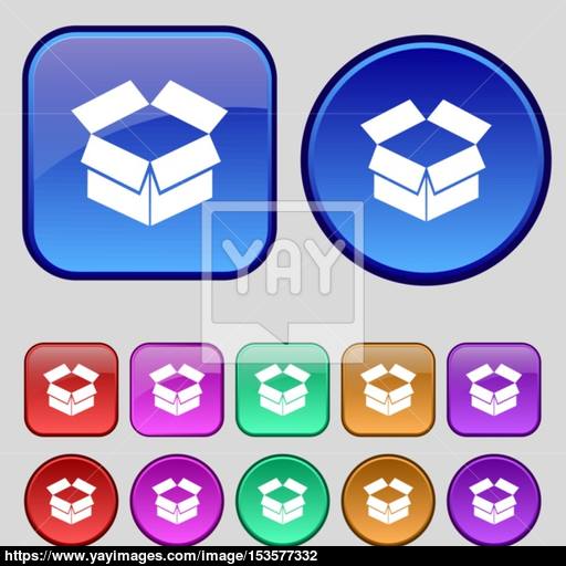 Open Box Icon Sign A Set Of Twelve Vintage Buttons For Your