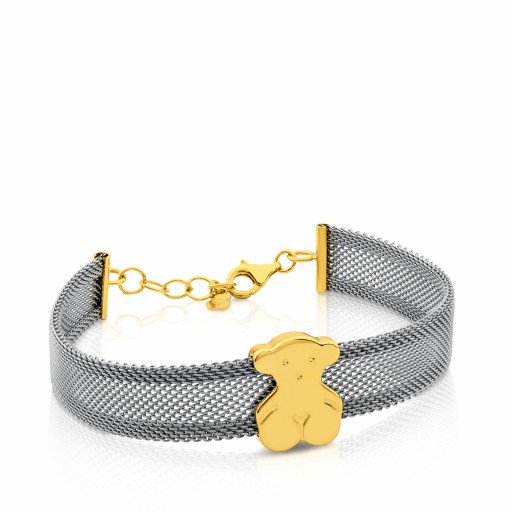 Gold And Steel Icon Mesh Bracelet