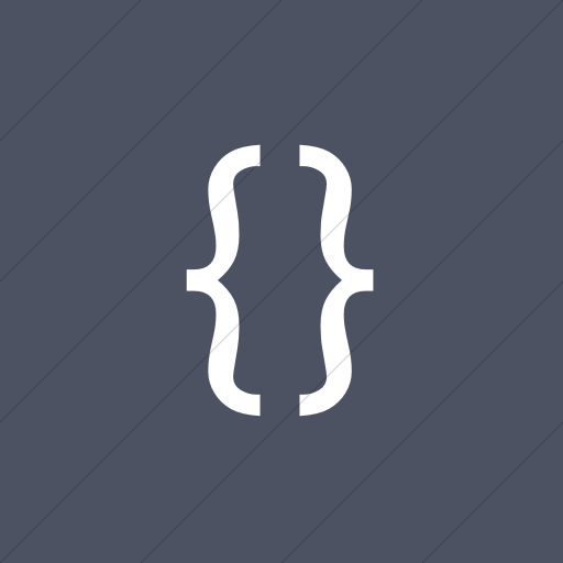 Flat Square White On Blue Gray Classica Curly Bracket Icon