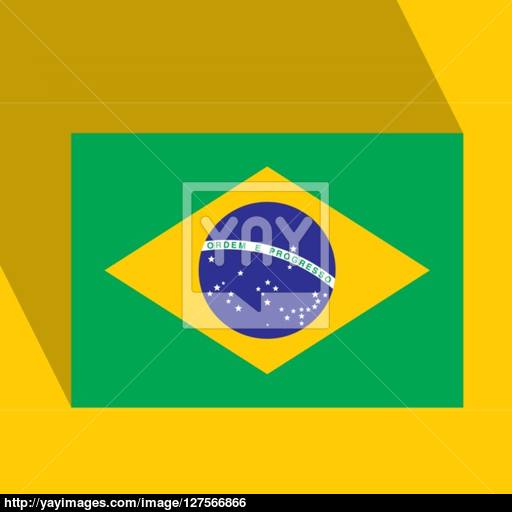 Brazil Flat Icon With Brazilian Flag Vector