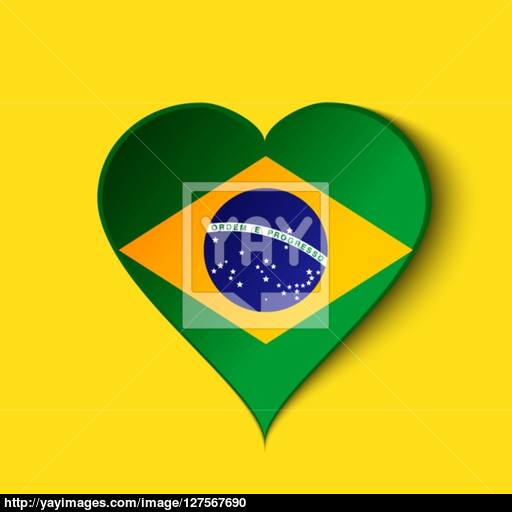 Brazil Heart Icon With Brazilian Flag Vector