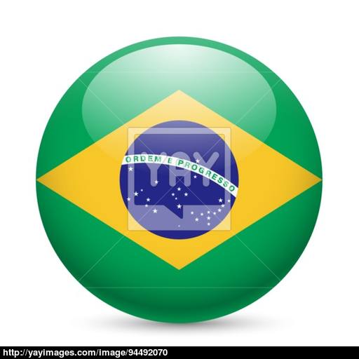 Round Glossy Icon Of Brazil Vector