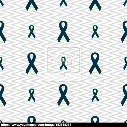 Ribbon, Breast Cancer Awareness Month Icon Sign Seamless Pattern