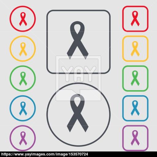 Ribbon, Breast Cancer Awareness Month Icon Sign Symbol