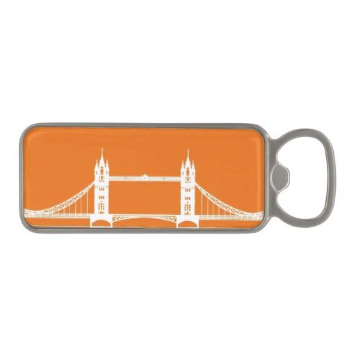 White And Orange London Bridge Silhouette Magnetic Bottle Opener
