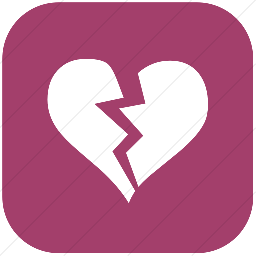 Flat Rounded Square White On Pink Classica Broken Heart