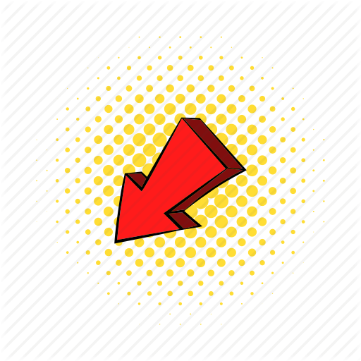 Arrow, Comics, Cursor, Direction, Down, Red, Shadow Icon