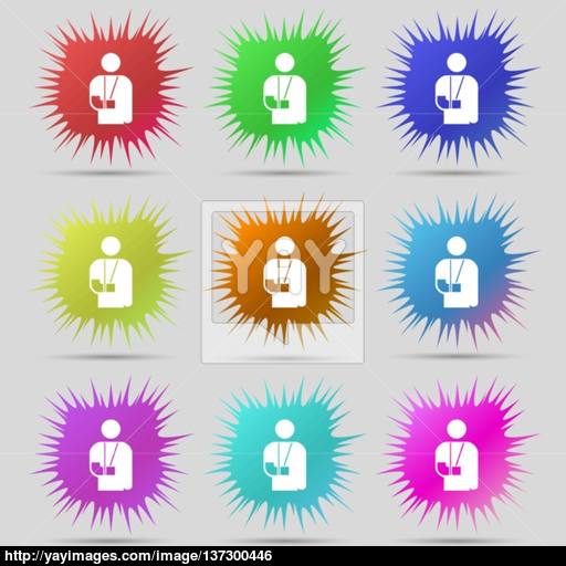 Broken Arm, Disability Icon Sign A Set Of Nine Original Needle