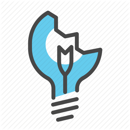Broken Light Bulb Icon Blue