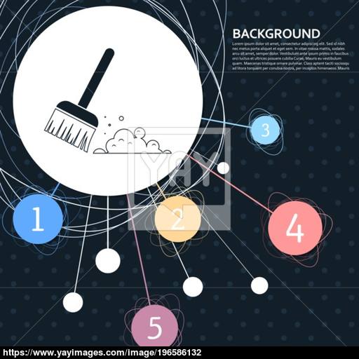 Broom Icon With The Background To The Point And With Infographic