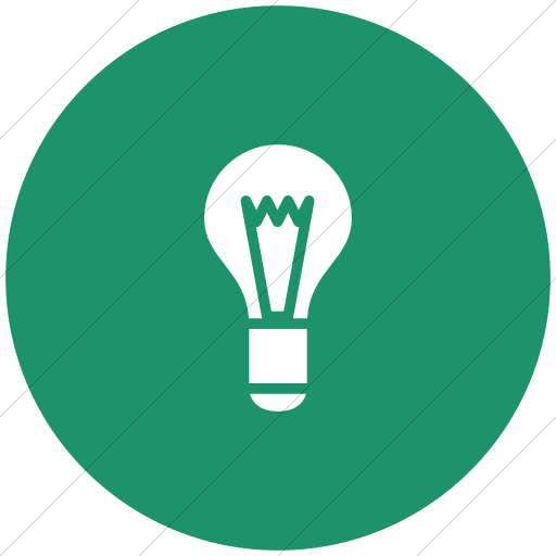 Flat Circle White On Aqua Raphael Light Bulb Icon
